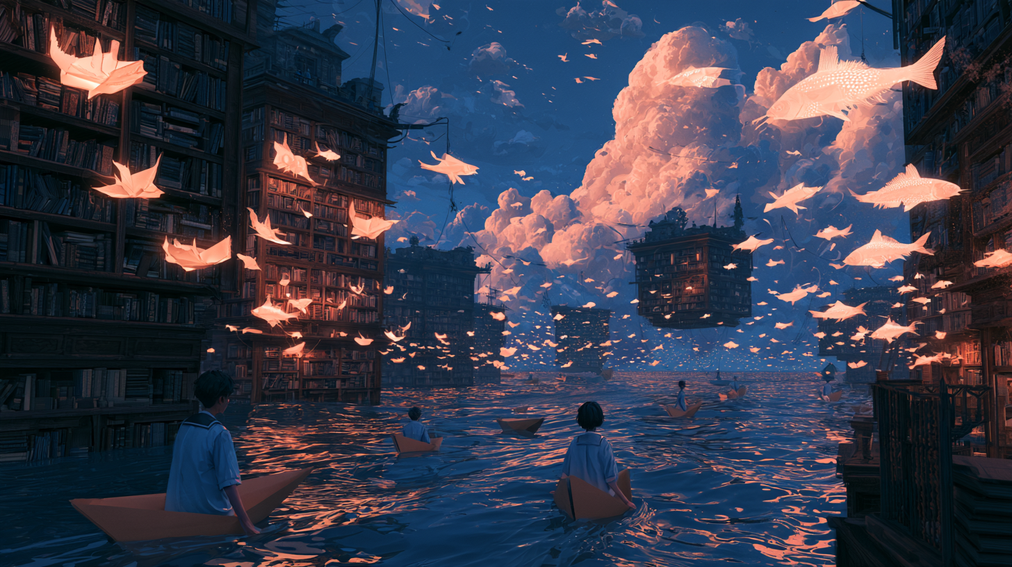 AIEDN writing tool concept set against a glowing waterfront city